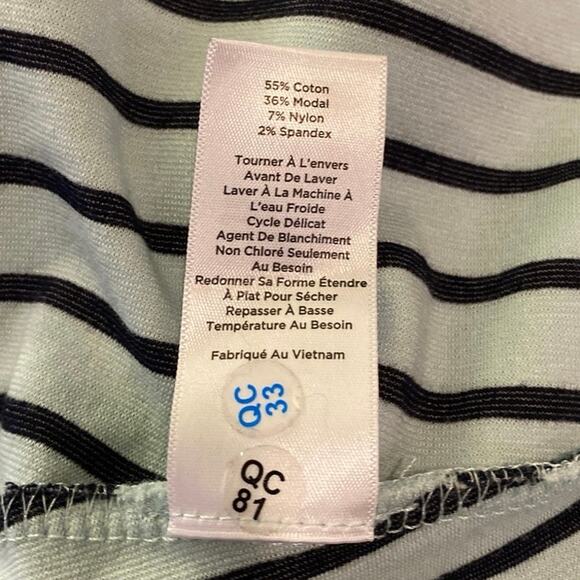 Talbots Woman 2X XXL Light Blue Black Striped blouse 3/4 sleeve Zip Back Peplan - Picture 10 of 10